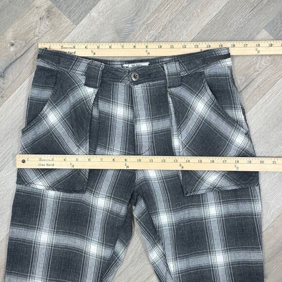Free People City Slouch Plaid Flannel Utility Pants Grey White 4 - Picture 12 of 15